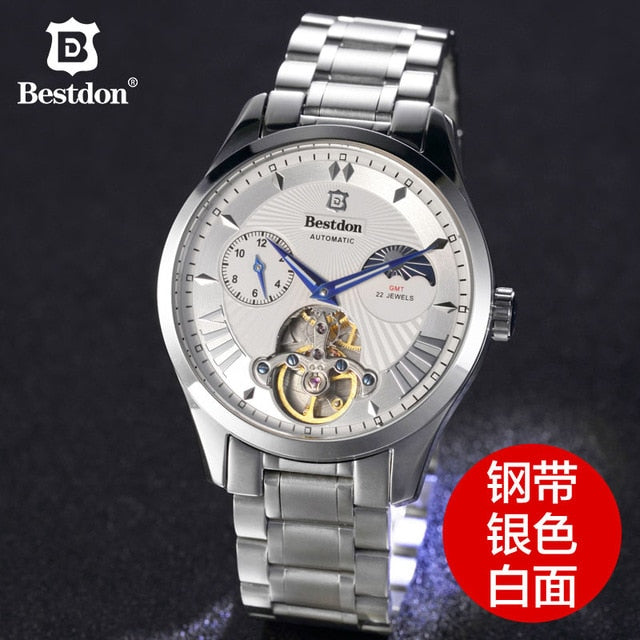 Suíça relógio mecânico automático masculino bestdon marca de luxo tourbillon relógios aço completo à prova dwaterproof água relogio masculino 7113g
