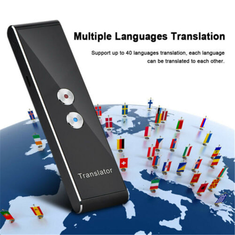 T8 portátil mini tradutor inteligente sem fio 40 idiomas em dois sentidos em tempo real tradutor de voz instantânea app bluetooth multi-idioma