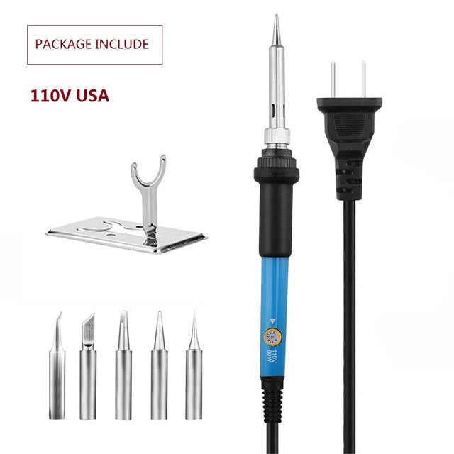 Temperatura ajustável kit de ferro de solda elétrica 220 v 110 v 60 w estação de retrabalho de solda conjunto de ferramentas de reparo de lápis de calor
