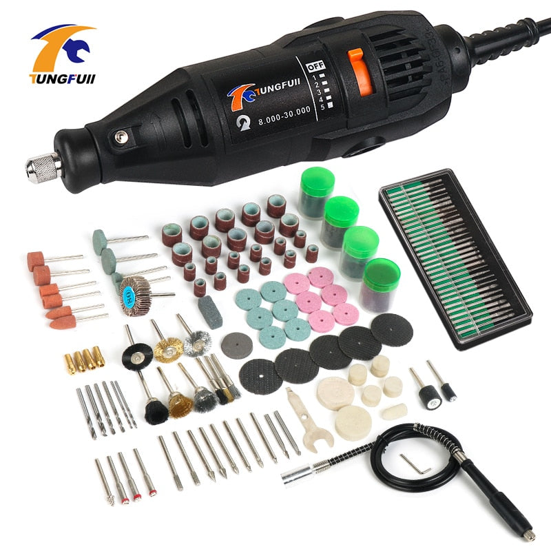Tungfull mini broca 130 w máquina de perfuração 30000rpm velocidade variável ferramentas rotativas gravador elétrico para dremel 4000 3000