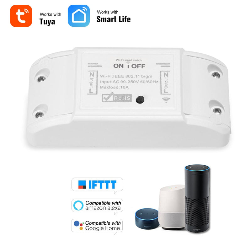 Tuya wi fi interruptor inteligente 10a/2200 w temporizador de controle remoto sem fio app casa inteligente para amazon alexa casa do google