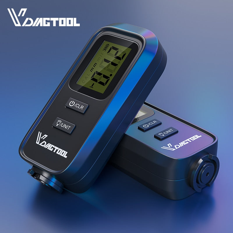 Vdiagtool VC-100 medidor de espessura do carro medidor digital pintura filmes para testador de pintura carro lcd retroiluminação espessura revestimento medidor