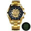 Vencedor oficial ouro relógio automático men cinta de aço esqueleto crânio mecânico relógios marca superior luxo dropshipping atacado