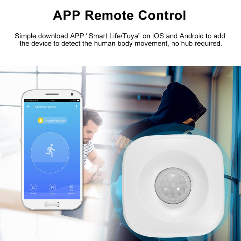 Wi fi pir sensor de movimento sem fio passivo ir detector segurança alarme sensor tuya app controle casa inteligente para alexa google casa