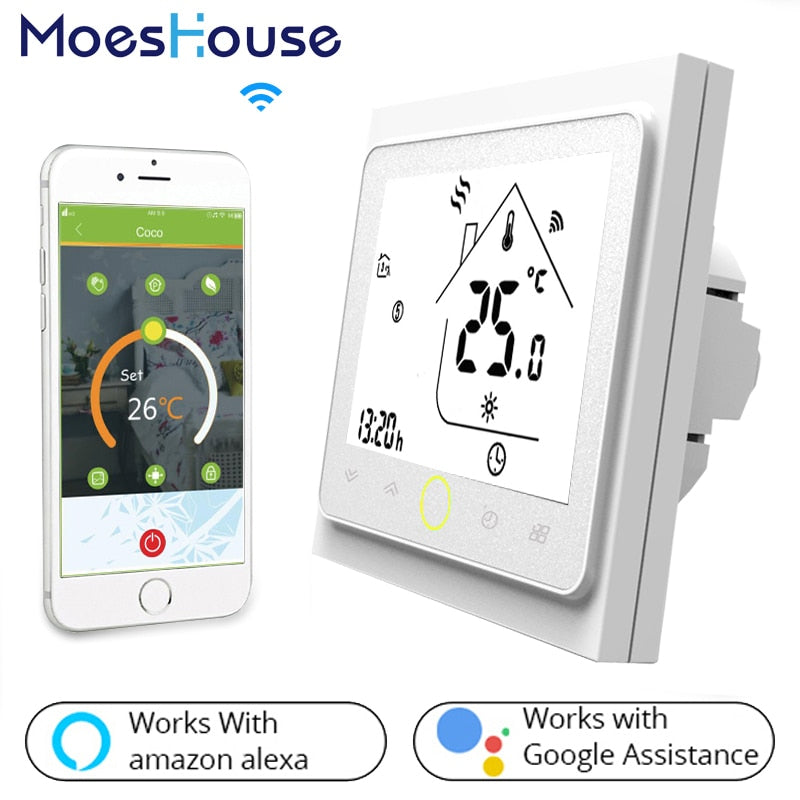Wifi inteligente termostato controlador de temperatura para água/piso elétrico aquecimento água/caldeira a gás funciona com alexa casa do google