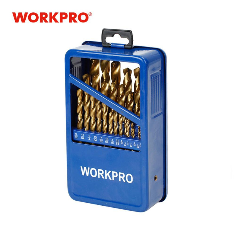 Workpro 29-piece conjunto de broca de titânio na caixa de metal