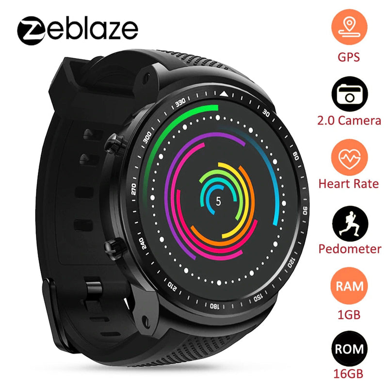 Zeblaze thor pro 3g gps relógio inteligente telefone 1.53 "ips android 5.1 1 gb 16 bt4.0 esporte smartwatch 2.0mp câmera monitor de freqüência cardíaca