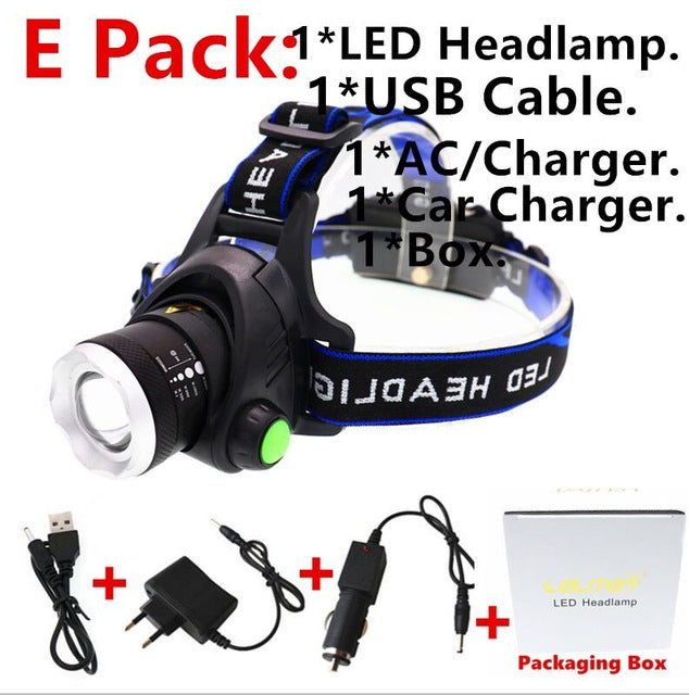 Zoom portátil xml-t6 l2 v6 led farol à prova dwaterproof água zoom faróis de pesca acampamento caminhadas lanterna com cabo usb