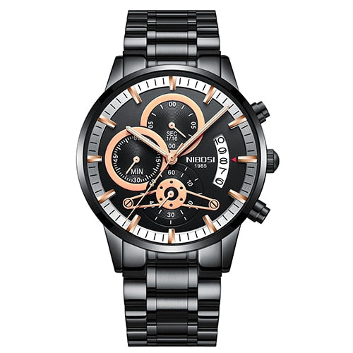 NIBOSI Mens Watches Luxury Top Brand Gold Watch Men Relogio Masculino Automatic Date Watch Quartz Luminous Calendar Wristwatch